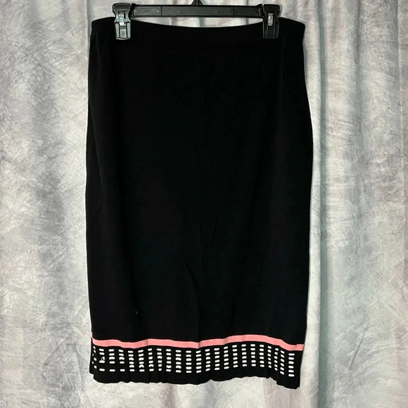 Grace Dane Lewis Petites Black, White and Salmon Elastic Waist Vintage Skirt -PL - Picture 2 of 8